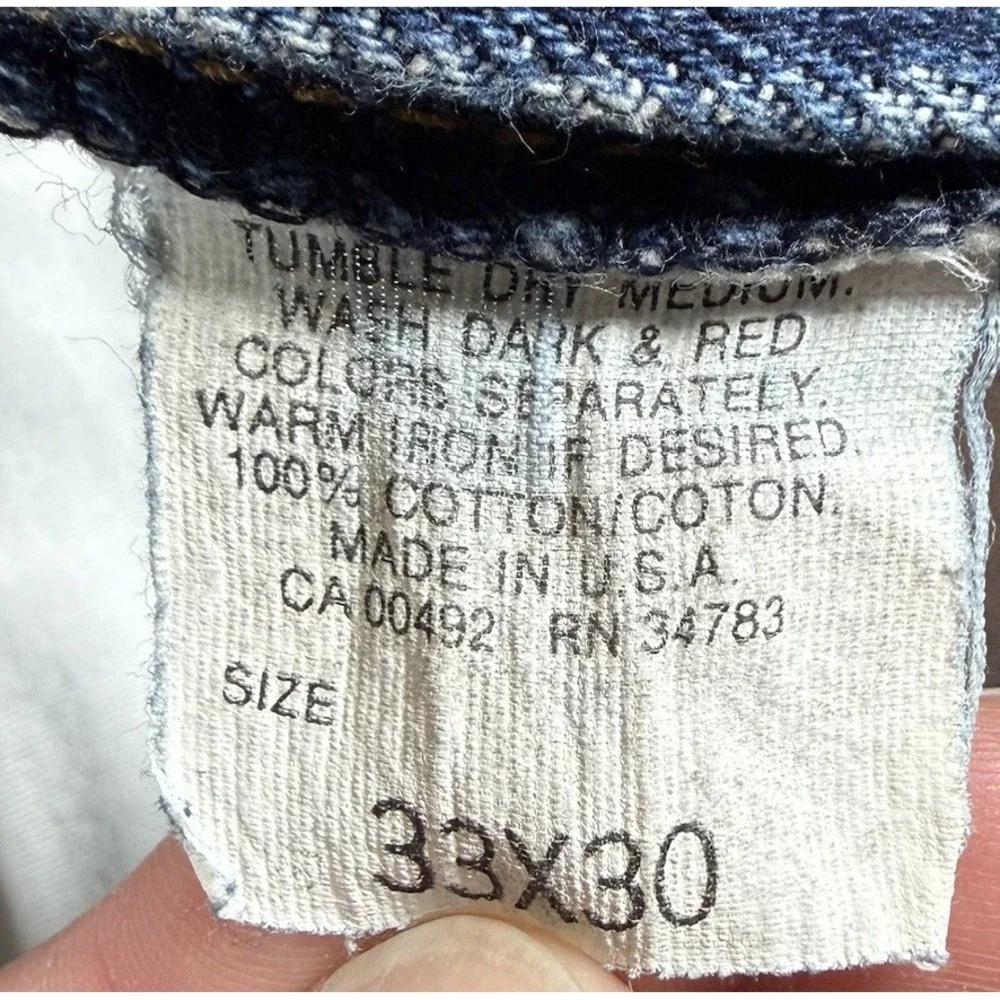 Vintage Lee Jeans Men's 33x30 Blue Denim Acid Washed USA Made